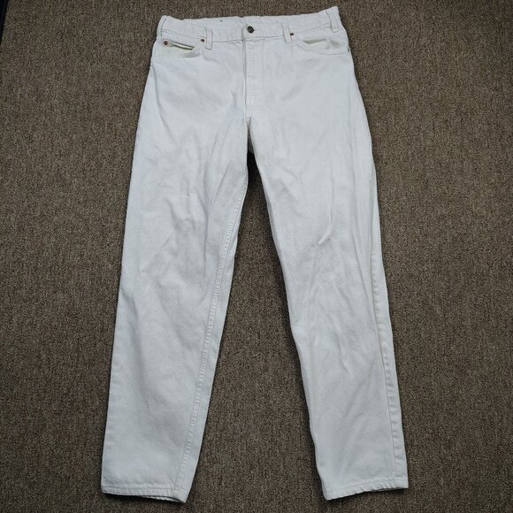 Vintage LEVI'S 550 Jeans Men 36x32 White Relaxed Fit Orange Tab Denim Distressed - Picture 1 of 11